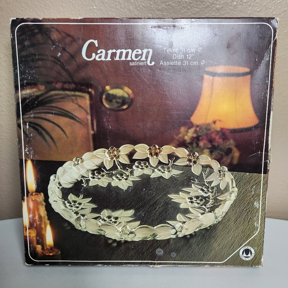 Carmen Satiniert Vintage Clear Glass Serving Tray Teller Walther Glas 12" - Picture 1 of 10